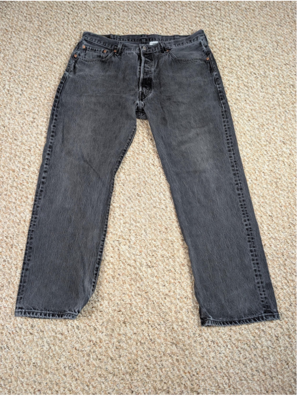 Vintage Levi’s 501 XX Jeans 38x30 Faded Black Denim Red Tab Button Fly Grunge Y2